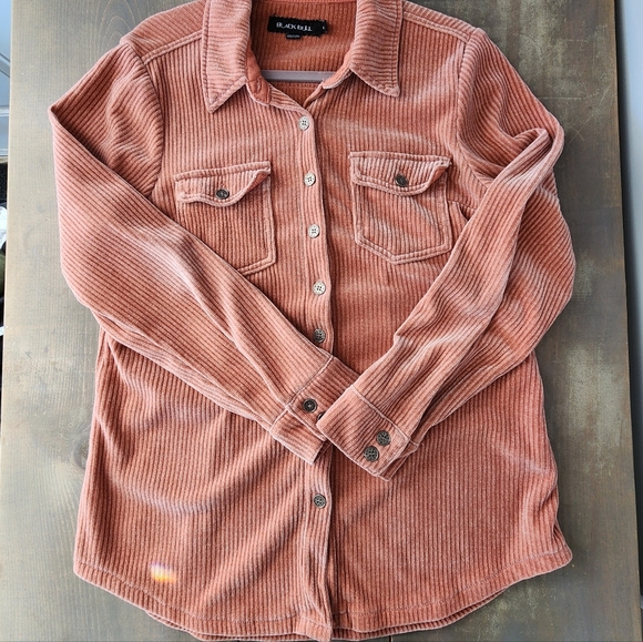 Black Bull Button Up Corduroy Flowy Top - Size Large - Picture 2 of 11